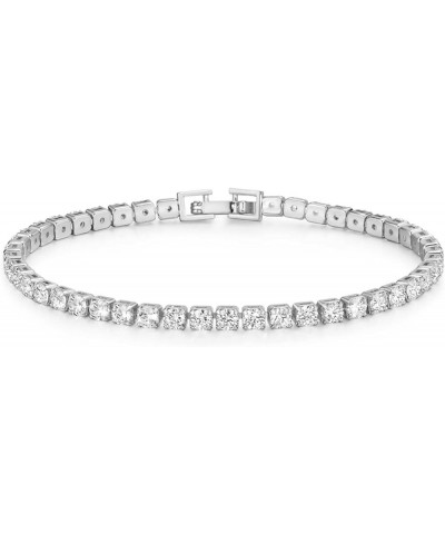 18K Gold Plated Cubic Zirconina Tennis Bracelet 3MM/4MM/5MM White Gold Plated Bracelets for Women Girls 6.5 inches Silver $7....