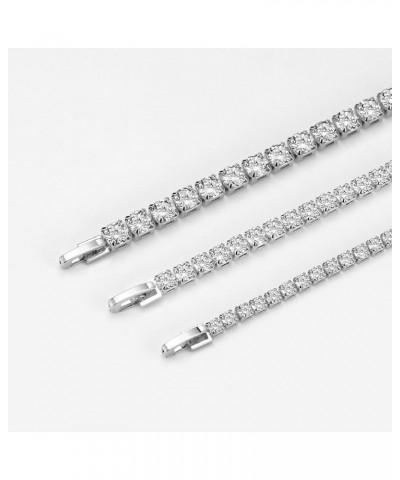 18K Gold Plated Cubic Zirconina Tennis Bracelet 3MM/4MM/5MM White Gold Plated Bracelets for Women Girls 6.5 inches Silver $7....