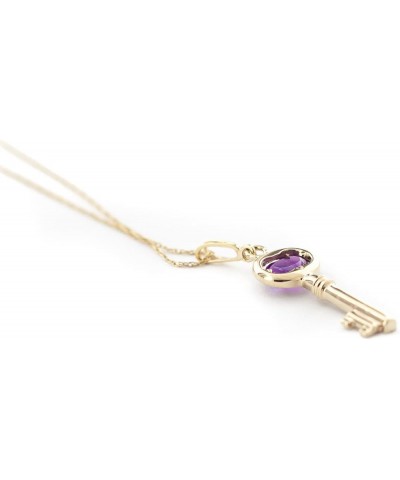 0.5 Carat 14k Solid Gold Necklace with Natural Amethyst Key Pendant Charm Pendant 16.0 Inches $131.60 Necklaces