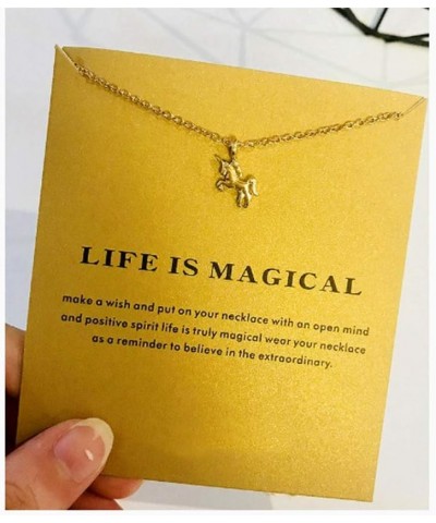 Friendship Anchor Compass Necklace Good Luck Elephant Pendant Chain Necklace with Message Card Gift Card gold unicorn $6.88 N...