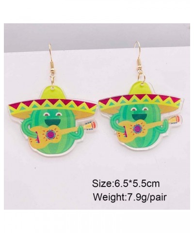 Cinco de Mayo Earrings Mexican Earrings for Women Girls Funny Fiesta Pepper Racket Rainbow Horse Hat Cactus Guitar Earrings C...