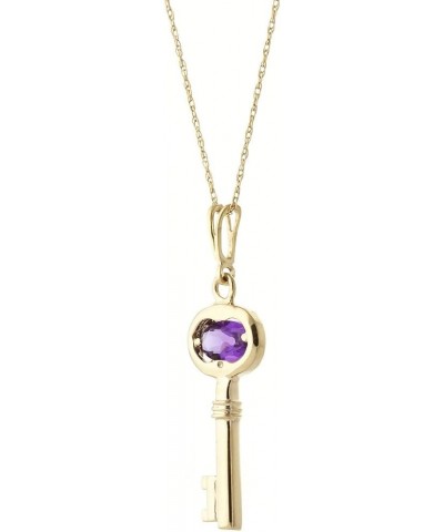 0.5 Carat 14k Solid Gold Necklace with Natural Amethyst Key Pendant Charm Pendant 16.0 Inches $131.60 Necklaces