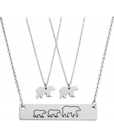 Mama Bear/Wolf/Elephant Necklace Mama Baby Bar Pendant Necklace Gift for Mom Family Mama Bear & 2 Cubs Necklaces Set $7.54 Ne...