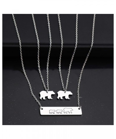 Mama Bear/Wolf/Elephant Necklace Mama Baby Bar Pendant Necklace Gift for Mom Family Mama Bear & 2 Cubs Necklaces Set $7.54 Ne...