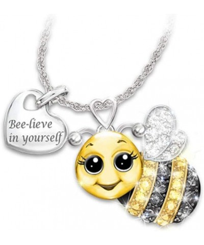 Bees Letter Necklace With Word Believe In Yourself Birthday Gifts For Lovers And Friends $4.29 Necklaces