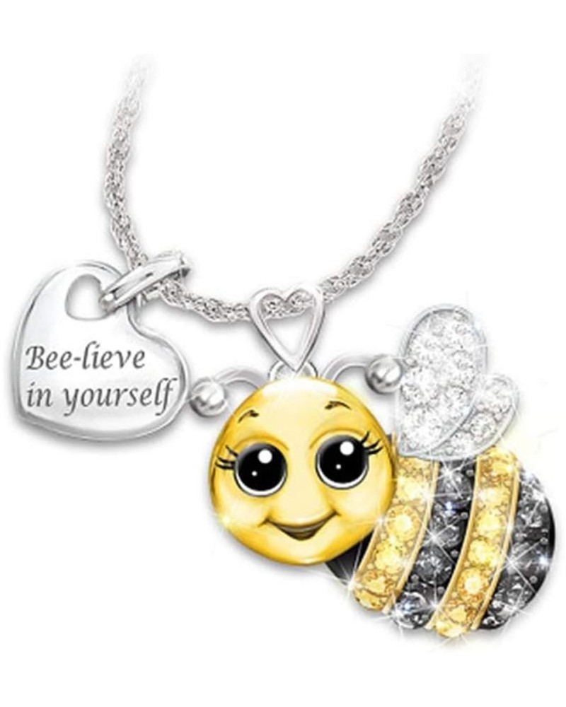 Bees Letter Necklace With Word Believe In Yourself Birthday Gifts For Lovers And Friends $4.29 Necklaces