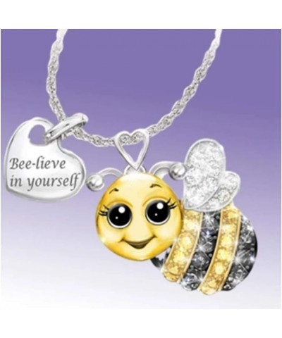 Bees Letter Necklace With Word Believe In Yourself Birthday Gifts For Lovers And Friends $4.29 Necklaces