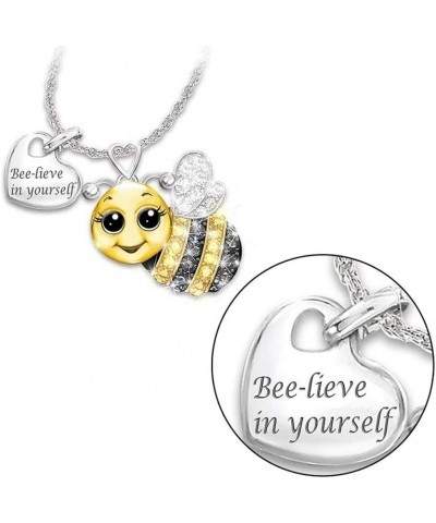 Bees Letter Necklace With Word Believe In Yourself Birthday Gifts For Lovers And Friends $4.29 Necklaces