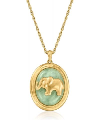 Jade Elephant Pendant Necklace in 18kt Gold Over Sterling. 18 inches $64.80 Necklaces