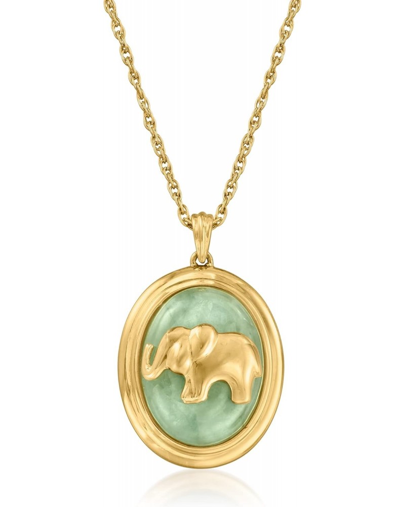 Jade Elephant Pendant Necklace in 18kt Gold Over Sterling. 18 inches $64.80 Necklaces