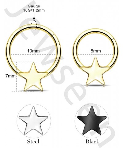 Star Hinged Segment Ring Gold Septum Ring 16g Septum Jewelry Daith Earring Daith Piercing Jewelry Helix Tragus Cartilage Earr...