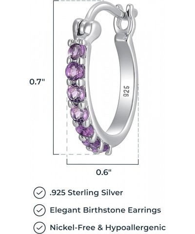 Dainty 925 Sterling Silver Gemstone Birthstone Demi Fine Hoop Earrings Genuine African Amethyst - February Birthstone $26.99 ...