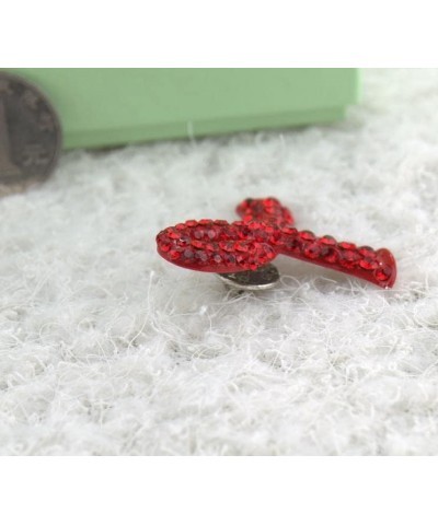 Awareness Red Ribbon Rhinestone Crystal Lapel Pins for HIV/AIDS/Addiction 3.2*3.4cm $6.07 Brooches & Pins