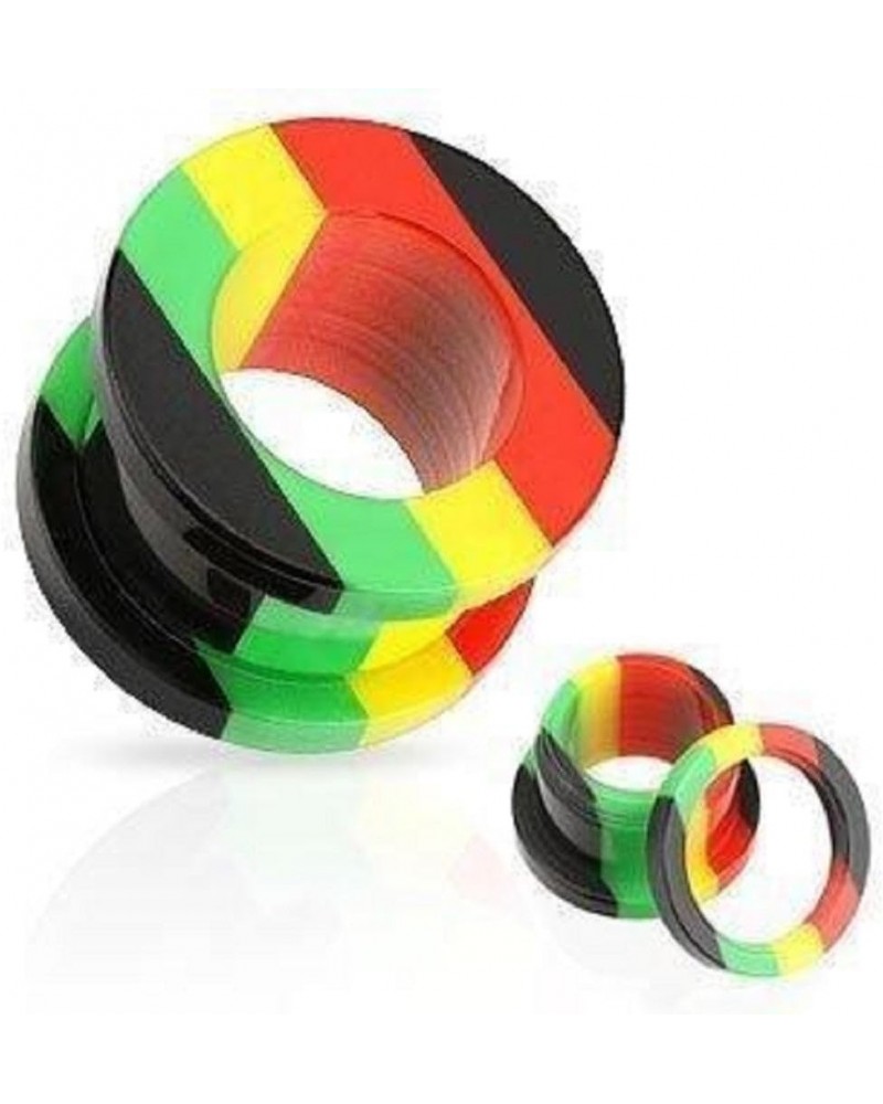 Tunnel All UV Rasta Stripe Screw-Fit Hollow Plug - Sold as a pair 2g $8.99 Body Jewelry