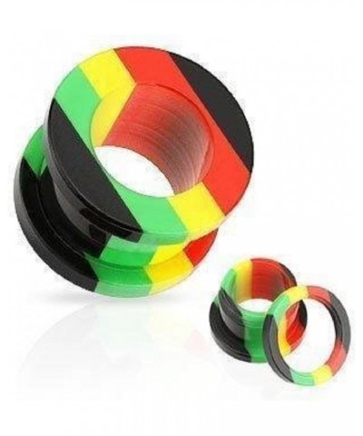 Tunnel All UV Rasta Stripe Screw-Fit Hollow Plug - Sold as a pair 2g $8.99 Body Jewelry