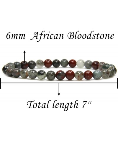 Natural Gemstone 6mm Round Beads Stretch Bracelet 7 Inch African Bloodstone $7.79 Bracelets