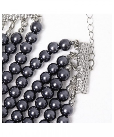 Multi Layer Pearl Strand Costume Jewelry Sets Necklace Bracelet and Earrings Jewelry Set Black $11.99 Jewelry Sets