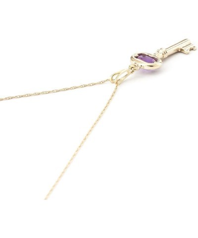 0.5 Carat 14k Solid Gold Necklace with Natural Amethyst Key Pendant Charm Pendant 16.0 Inches $131.60 Necklaces