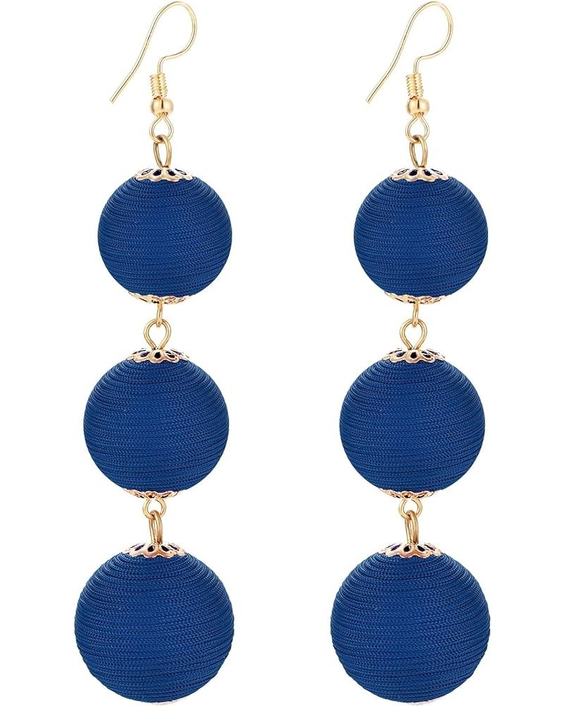 Thread Ball Dangle Earrings Thread Dangle Earrings Soriee Drop Earrings Beaded Ball Ear Drop Blue $9.85 Earrings