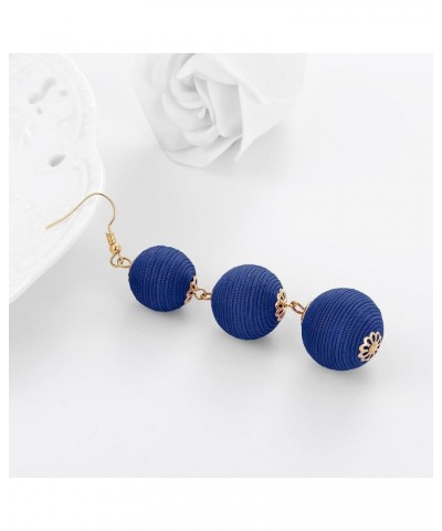 Thread Ball Dangle Earrings Thread Dangle Earrings Soriee Drop Earrings Beaded Ball Ear Drop Blue $9.85 Earrings