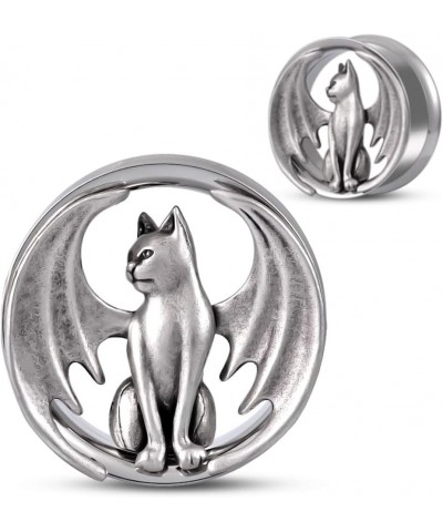 Screw Back Ear Tunnels, Winged Cat Plugs Piercing Expander. S8620G 1/2"(12mm) $7.64 Body Jewelry