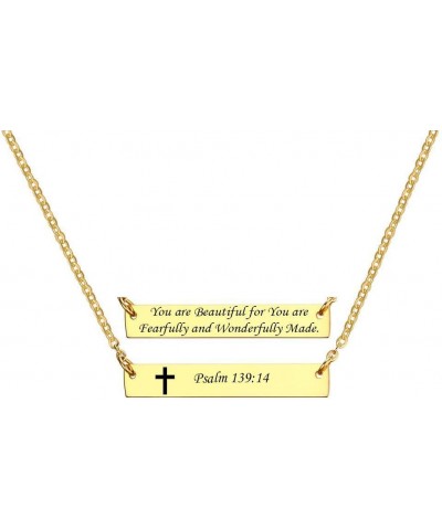 MZZJ Religious Christian Bible Verse Scripture Motivational Faith Inspirational Jewelry Stainless Steel Delicate Bar Necklace...