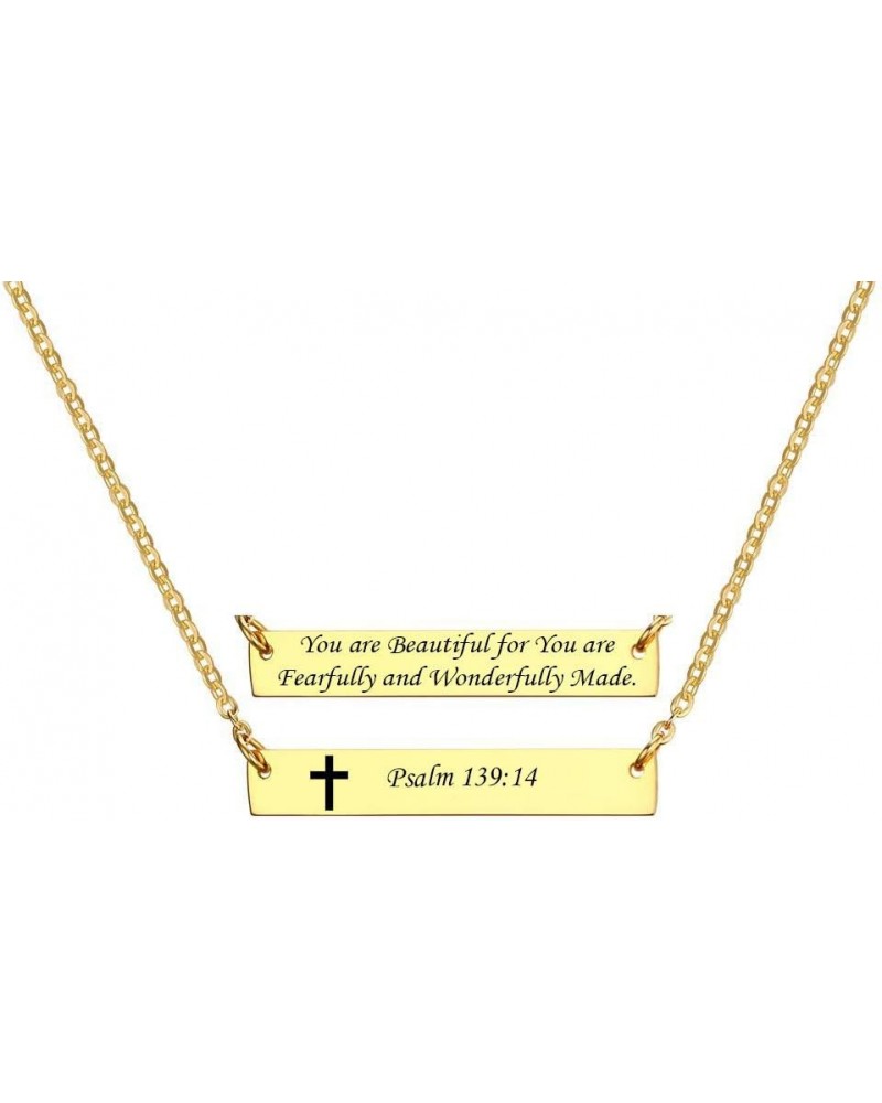 MZZJ Religious Christian Bible Verse Scripture Motivational Faith Inspirational Jewelry Stainless Steel Delicate Bar Necklace...