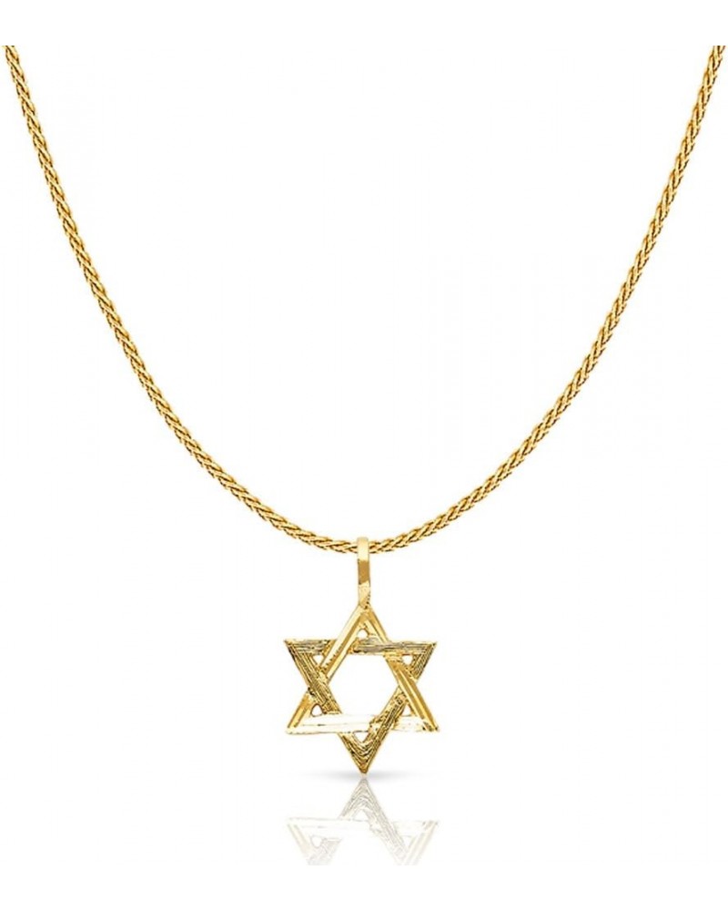 14K Yellow Gold Star of David Charm Pendant with 0.9mm Wheat Chain Necklace 16.0 Inches $63.55 Necklaces