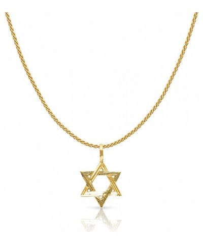 14K Yellow Gold Star of David Charm Pendant with 0.9mm Wheat Chain Necklace 16.0 Inches $63.55 Necklaces