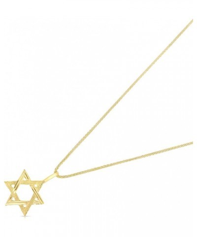 14K Yellow Gold Star of David Charm Pendant with 0.9mm Wheat Chain Necklace 16.0 Inches $63.55 Necklaces