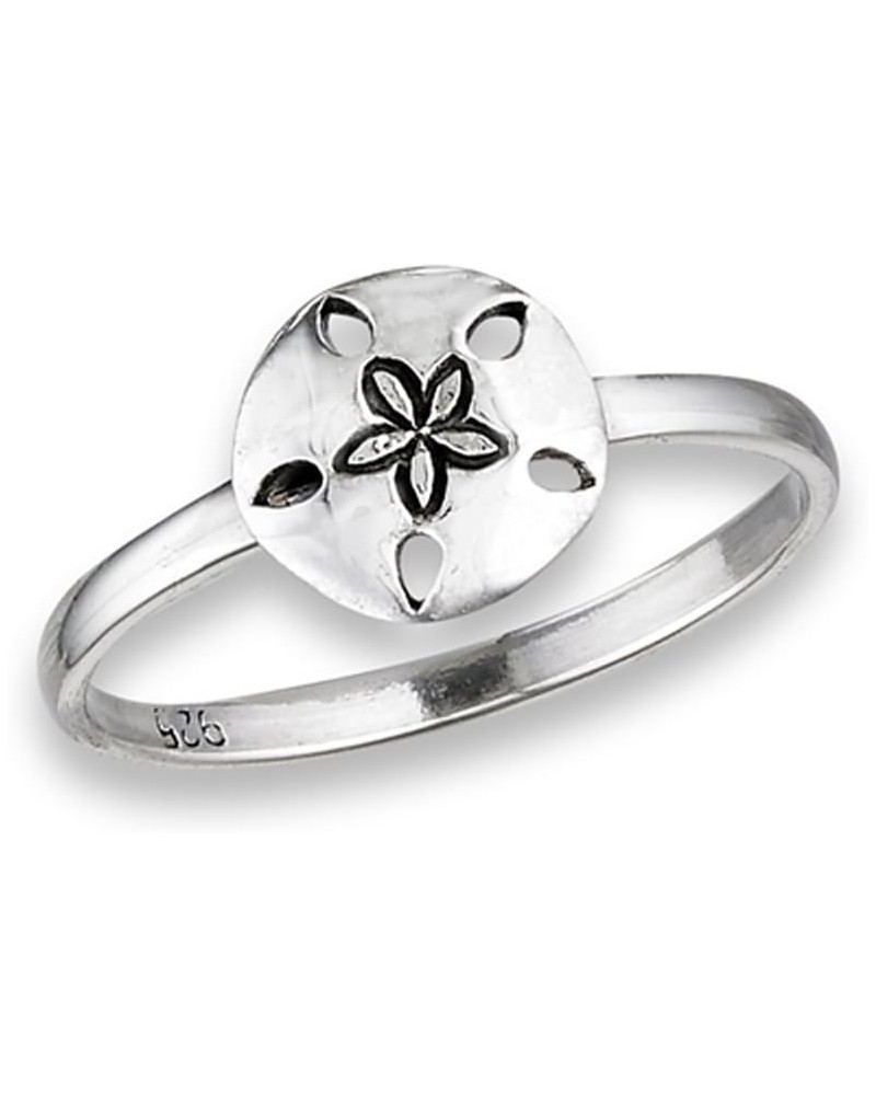 High Polish Sand Dollar Ring .925 Sterling Silver Beach Flower Band Sizes 3-8 $9.63 Rings