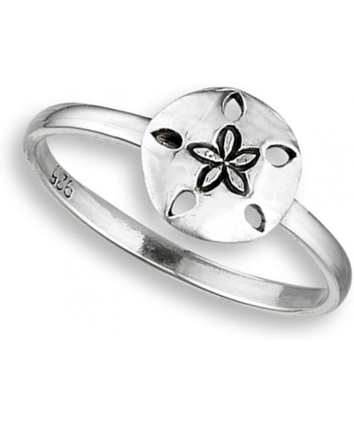 High Polish Sand Dollar Ring .925 Sterling Silver Beach Flower Band Sizes 3-8 $9.63 Rings