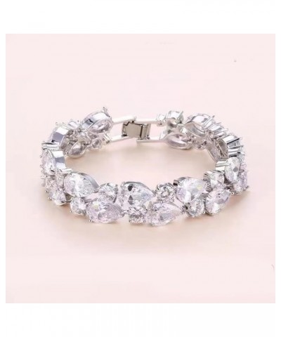 Crystal Bracelet Rhinestone Bracelet Zirconia Tennis Bracelet Wedding Bridal Bracelets Jewelry Gifts for Women Girls Teen D:W...