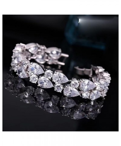 Crystal Bracelet Rhinestone Bracelet Zirconia Tennis Bracelet Wedding Bridal Bracelets Jewelry Gifts for Women Girls Teen D:W...