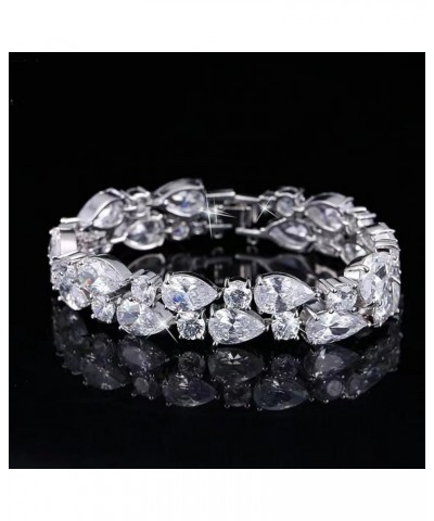 Crystal Bracelet Rhinestone Bracelet Zirconia Tennis Bracelet Wedding Bridal Bracelets Jewelry Gifts for Women Girls Teen D:W...