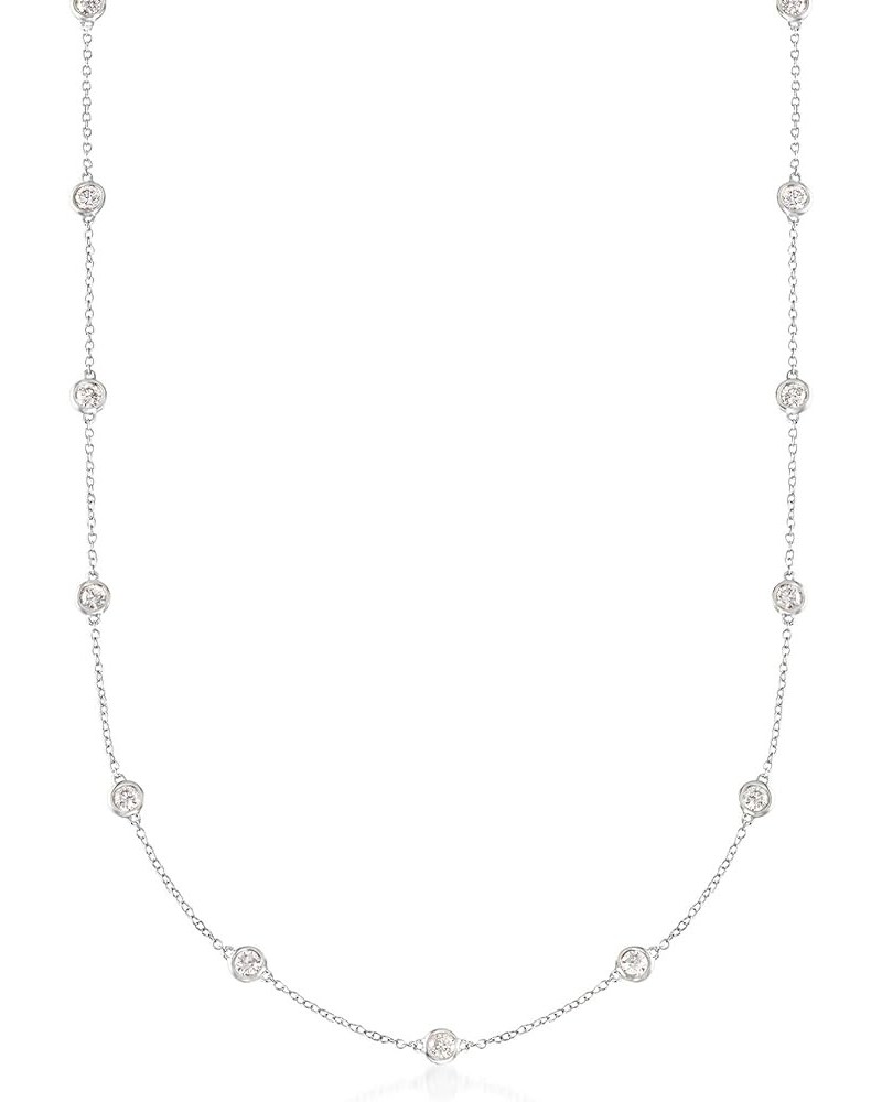 14kt Gold Bezel-Set Diamond Station Necklace 2.00 ct. t.w. in White Gold 16.0 Inches $1.00 Necklaces