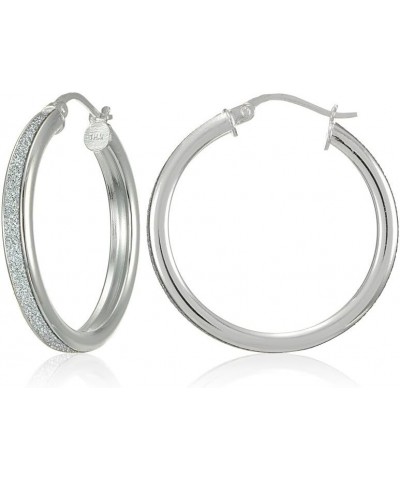 Sterling Silver Glitter Round Hoop Earrings, 15mm-30mm 20mm-Sterling Silver $17.35 Earrings