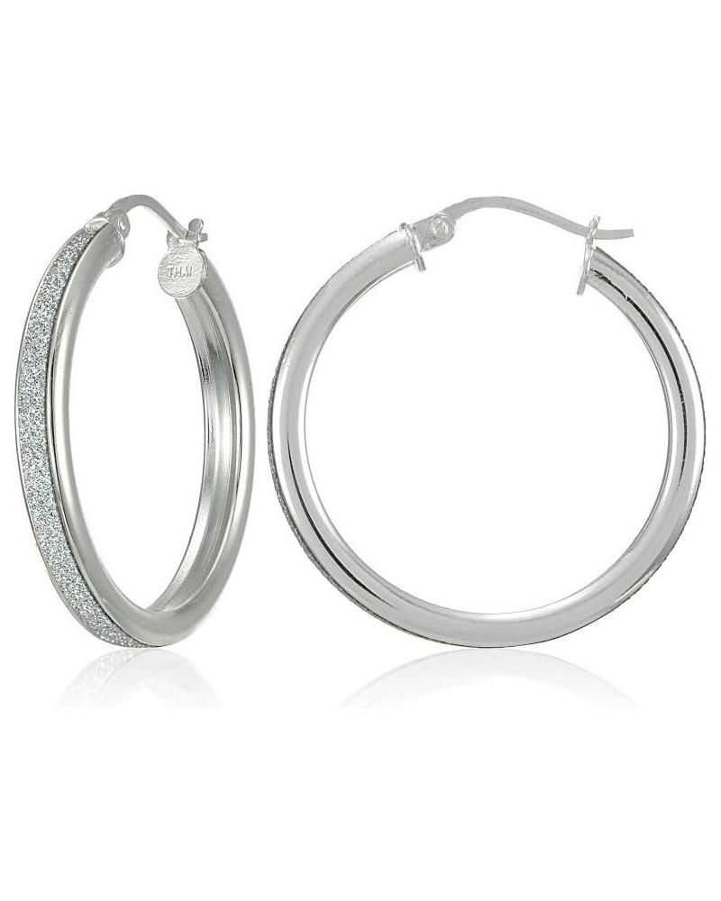 Sterling Silver Glitter Round Hoop Earrings, 15mm-30mm 20mm-Sterling Silver $17.35 Earrings