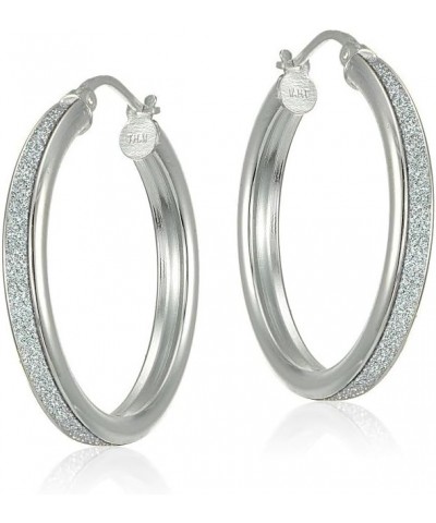 Sterling Silver Glitter Round Hoop Earrings, 15mm-30mm 20mm-Sterling Silver $17.35 Earrings