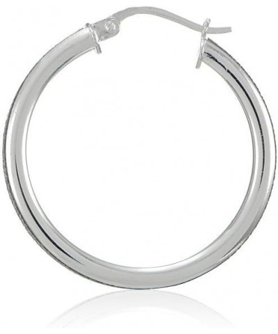 Sterling Silver Glitter Round Hoop Earrings, 15mm-30mm 20mm-Sterling Silver $17.35 Earrings