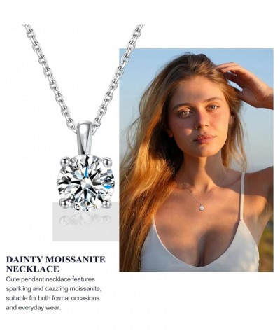 Moissanite Necklace 925 Sterling Silver Created Diamond Round/Oval/Cushion/Pear/Bar/Heart Shaped Necklaces for Women Teen Gir...