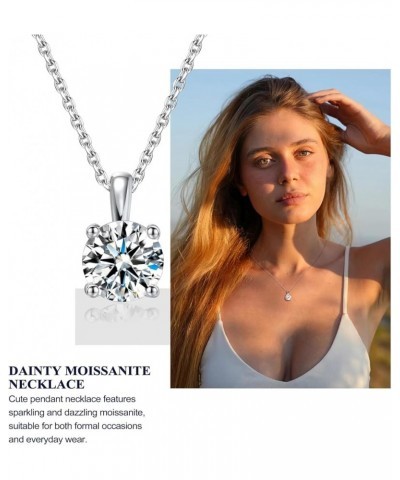 Moissanite Necklace 925 Sterling Silver Created Diamond Round/Oval/Cushion/Pear/Bar/Heart Shaped Necklaces for Women Teen Gir...