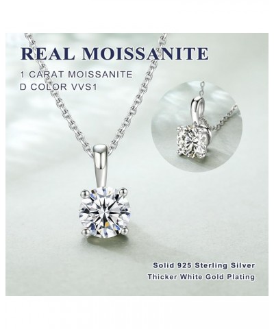 Moissanite Necklace 925 Sterling Silver Created Diamond Round/Oval/Cushion/Pear/Bar/Heart Shaped Necklaces for Women Teen Gir...