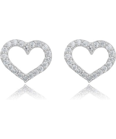 10K Gold Heart Simulated Diamond CZ Stud Earrings - Yellow or White Gold White Gold $33.27 Earrings