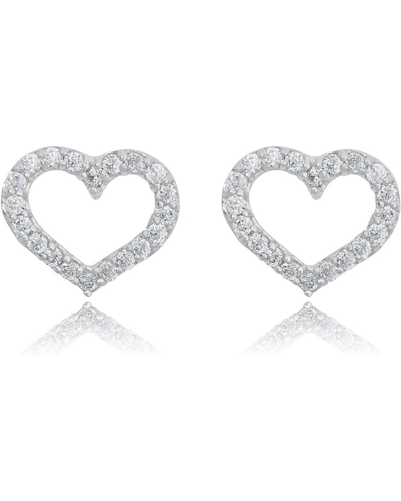 10K Gold Heart Simulated Diamond CZ Stud Earrings - Yellow or White Gold White Gold $33.27 Earrings