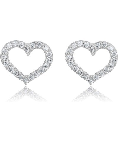 10K Gold Heart Simulated Diamond CZ Stud Earrings - Yellow or White Gold White Gold $33.27 Earrings