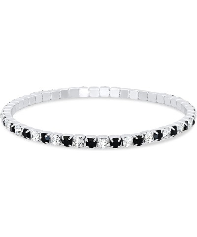 Rhodium Plated Stacking Bracelets Crystal Bracelet for Women Stones & Memory Wire Stretchable Bracelet | Perfect Trendy Gift ...