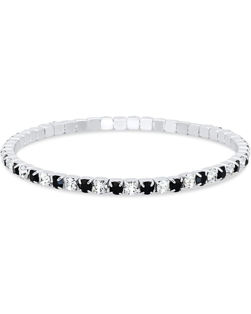 Rhodium Plated Stacking Bracelets Crystal Bracelet for Women Stones & Memory Wire Stretchable Bracelet | Perfect Trendy Gift ...