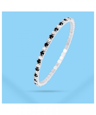 Rhodium Plated Stacking Bracelets Crystal Bracelet for Women Stones & Memory Wire Stretchable Bracelet | Perfect Trendy Gift ...