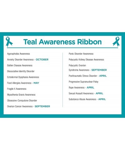 Teal Ribbon Awareness Bracelet – Teal Ribbon Silicone Bracelet for Ovarian Cancer Awareness, Sexual Assault, PTSD, Anxiety Di...